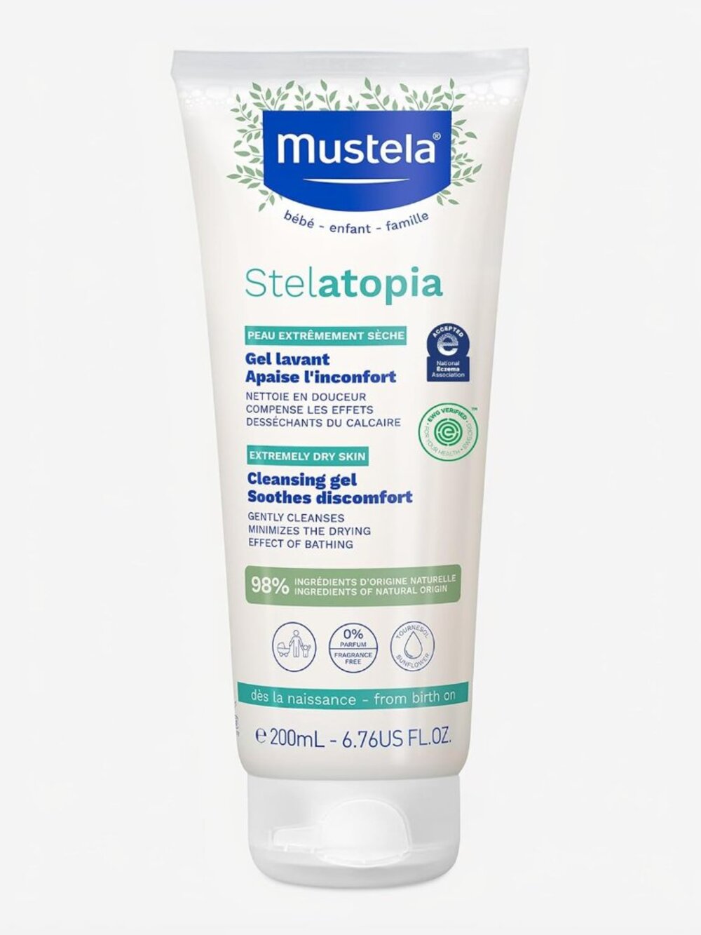 Mustela Stelatopia Eczema-Prone Skin Cleansing Gel - Baby Face & Body Wash